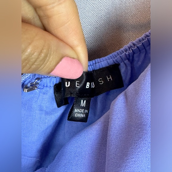 Blue Blush Blue Off the Shoulder Sacred Lotus Romper- Sz Medium - Picture 9 of 10